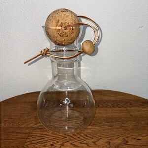 Vintage 1970’s PYREX Glass Carafe with Cork Stopper MCM Wine Decanter